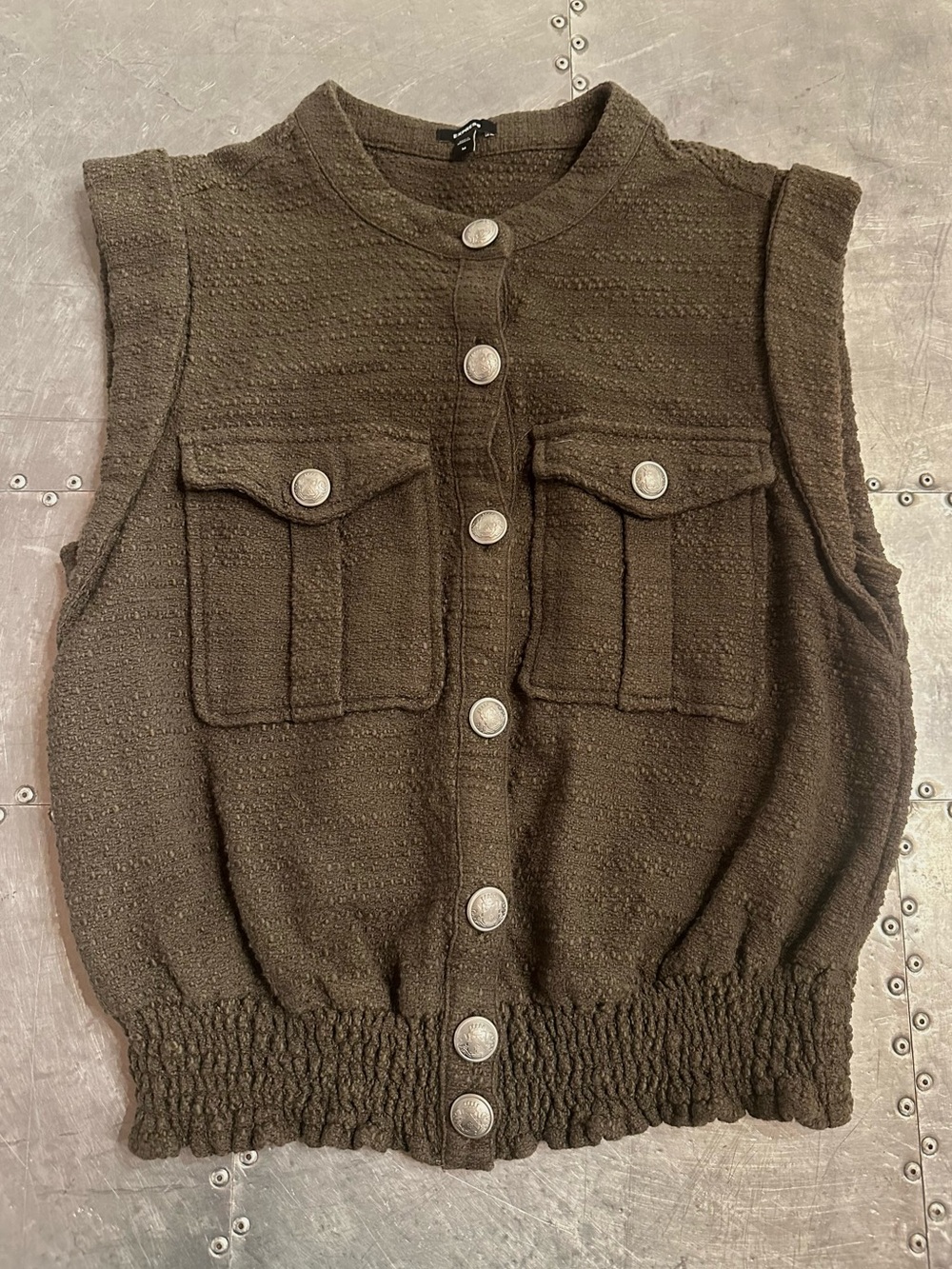 Express Olive Green 100% cotton sleeveless fall vest size medium